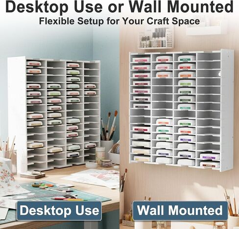 Windiboo Ink Pad Storage Organizer with 60 Slots, Vertical Ink Pad Holder for Craft Room, Wall Mounted or Desktop Stamp Pad Storage Rack for Scrapbooking, Card Making and Rubber Stamping in Saudi Arabia