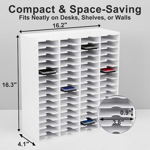 Windiboo Ink Pad Storage Organizer with 60 Slots, Vertical Ink Pad Holder for Craft Room, Wall Mounted or Desktop Stamp Pad Storage Rack for Scrapbooking, Card Making and Rubber Stamping in Saudi Arabia