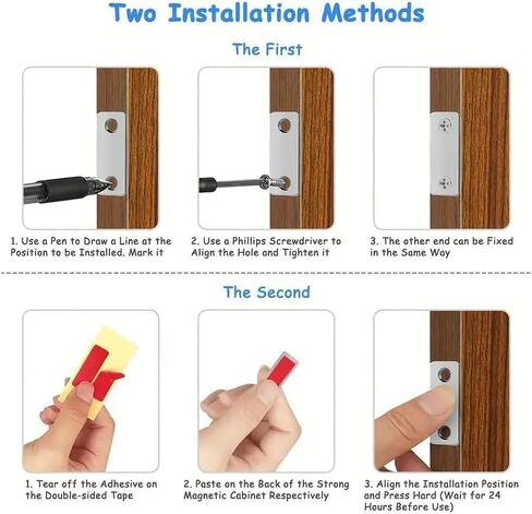 2 Pack Magnetic Door Catch with Strong Hold, Drill-Free Adhesive Latch for Cabinets, Wardrobes & Sliding Doors – Invisible Closure Hardware, Easy Install (L-Shaped) in Saudi Arabia