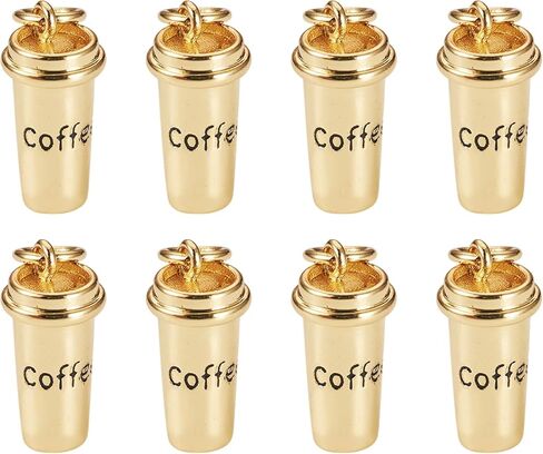 Elecrelive 10Pcs Coffee Charms for Bracelets, 18K Gold Plated Brass Pendants Mini Coffee Cup Charms for Necklace Bracelet Earring Jewelry Accessories in Kuwait