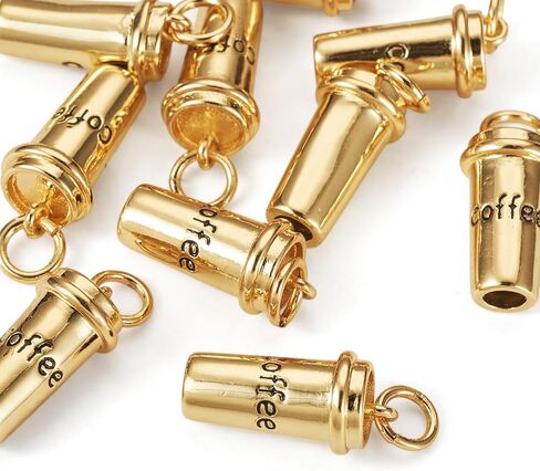 Elecrelive 10Pcs Coffee Charms for Bracelets, 18K Gold Plated Brass Pendants Mini Coffee Cup Charms for Necklace Bracelet Earring Jewelry Accessories in Kuwait