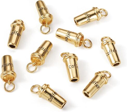 Elecrelive 10Pcs Coffee Charms for Bracelets, 18K Gold Plated Brass Pendants Mini Coffee Cup Charms for Necklace Bracelet Earring Jewelry Accessories in Kuwait