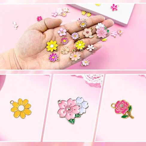 Flower Charms for Jewelry Making 60PCS-30 Pairs Bulk Mixed Assorted Enamel Floral Charms for Jewelry Making DIY Necklace, Bracelet, Earring Crafting in Saudi Arabia
