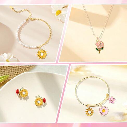 Flower Charms for Jewelry Making 60PCS-30 Pairs Bulk Mixed Assorted Enamel Floral Charms for Jewelry Making DIY Necklace, Bracelet, Earring Crafting in Saudi Arabia