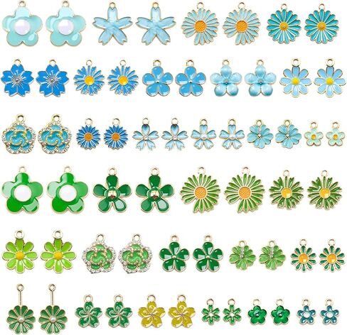 Flower Charms for Jewelry Making 60PCS-30 Pairs Bulk Mixed Assorted Enamel Floral Charms for Jewelry Making DIY Necklace, Bracelet, Earring Crafting in Saudi Arabia
