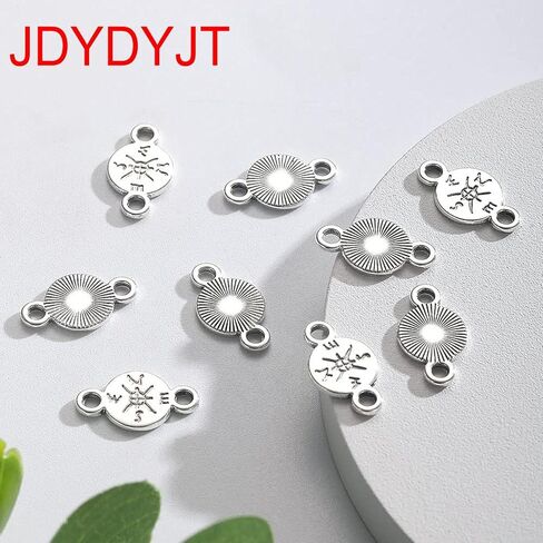 9pcs Compass Charms 16 * 9mm Bulk DIY Craft Charm Connector Antique Jewelry for Necklace Bracelet Keychain Making Ancient Silver Alloy in Saudi Arabia
