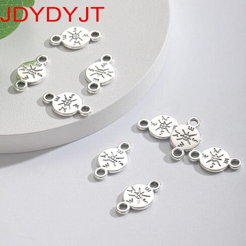 9pcs Compass Charms 16 * 9mm Bulk DIY Craft Charm Connector Antique Jewelry for Necklace Bracelet Keychain Making Ancient Silver Alloy in Saudi Arabia