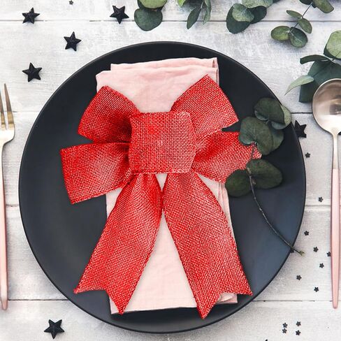 Mupera Wired Burlap Ribbon 2.5 Inch x 10 Yards Red, Thick Jute Ribbon for Wreaths, Big Bows, Wedding Bouquets, Gift Wrapping, Wired Edge Fray Resistant in Saudi Arabia