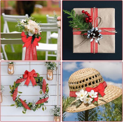 Mupera Wired Burlap Ribbon 2.5 Inch x 10 Yards Red, Thick Jute Ribbon for Wreaths, Big Bows, Wedding Bouquets, Gift Wrapping, Wired Edge Fray Resistant in Saudi Arabia