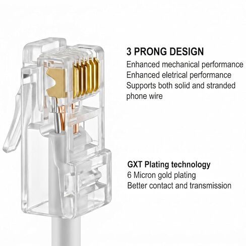 RJ11/RJ12 Pass Through Connector, 30 Pack 6P6C Telephone Modular Plug Telephone Handset Flat Cord Cable Phone Jack Adapter Crimp End in Kuwait