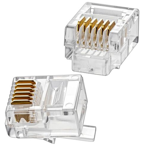 RJ11/RJ12 Pass Through Connector, 30 Pack 6P6C Telephone Modular Plug Telephone Handset Flat Cord Cable Phone Jack Adapter Crimp End in Kuwait