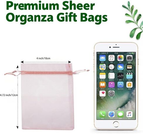 100pcs Organza Bags-Pink 3.94''x4.72''(10x12cm) Satin Drawstring Organza Pouch Wedding Party Festival, Christmas, Favor Gift Bag Jewelry Watch Bags in Kuwait
