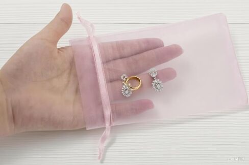 100pcs Organza Bags-Pink 3.94''x4.72''(10x12cm) Satin Drawstring Organza Pouch Wedding Party Festival, Christmas, Favor Gift Bag Jewelry Watch Bags in Kuwait