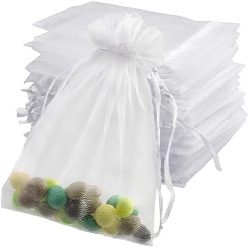 100pcs Organza Bags-Pink 3.94''x4.72''(10x12cm) Satin Drawstring Organza Pouch Wedding Party Festival, Christmas, Favor Gift Bag Jewelry Watch Bags in Kuwait