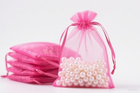100pcs Organza Bags-Pink 3.94''x4.72''(10x12cm) Satin Drawstring Organza Pouch Wedding Party Festival, Christmas, Favor Gift Bag Jewelry Watch Bags in Kuwait