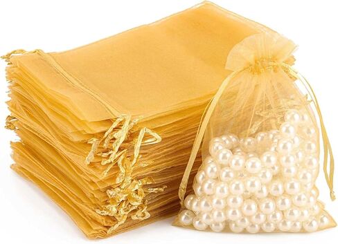 100pcs Organza Bags-Pink 3.94''x4.72''(10x12cm) Satin Drawstring Organza Pouch Wedding Party Festival, Christmas, Favor Gift Bag Jewelry Watch Bags in Kuwait