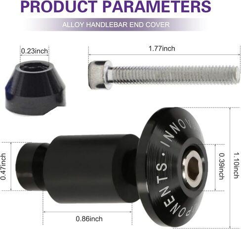 2 PCS Motorcycle Handlebar End Plugs, Anti Vibration Weight Bar Plug, Rust-Aluminum Proof Handlebar Grips Cap, for Most Motorcycles Dirt Bike (Black) in Saudi Arabia
