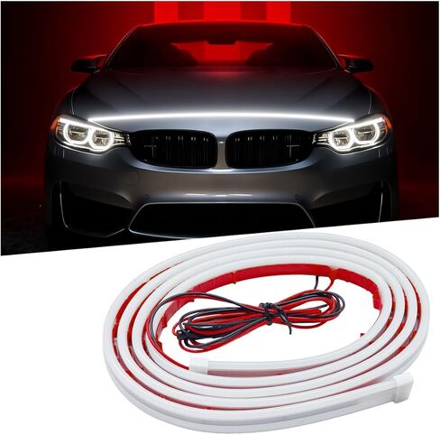 Car LED Hood Light Strip, 71 Inch Flexible Waterproof 12V Dynamic Scan Start-up Hoodbeam Decoration, Universal Automotive Exterior Daytime Running Light for Cars, SUVs, Trucks (White) in Kuwait