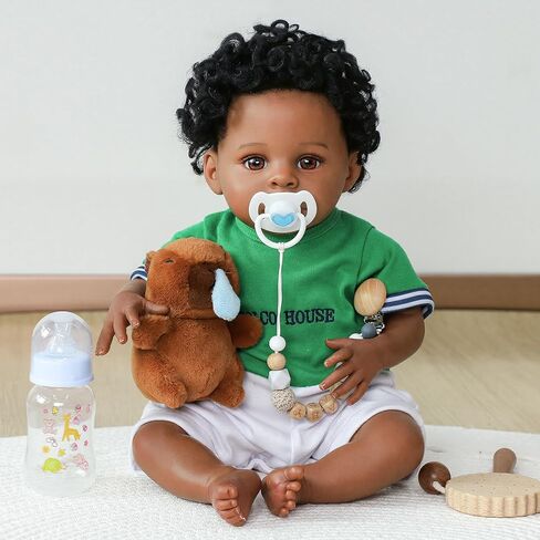 SCOM Reborn Baby Dolls Black Boy- 20 Inch Realistic Newborn Dolls Newborn Baby Dolls African American Real Life Baby Gift for Kids Age 3 in Saudi Arabia