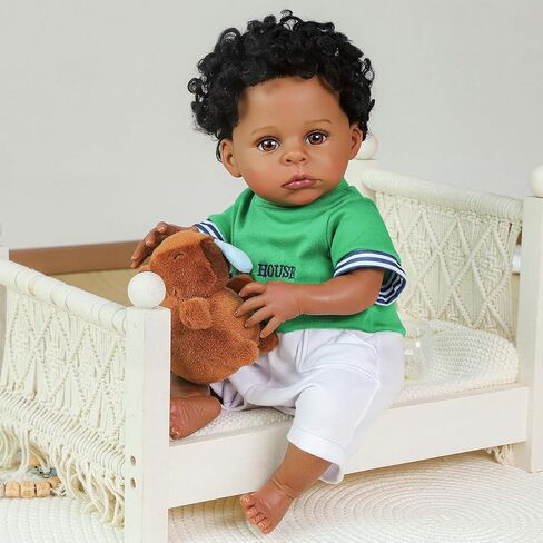 SCOM Reborn Baby Dolls Black Boy- 20 Inch Realistic Newborn Dolls Newborn Baby Dolls African American Real Life Baby Gift for Kids Age 3 in Saudi Arabia