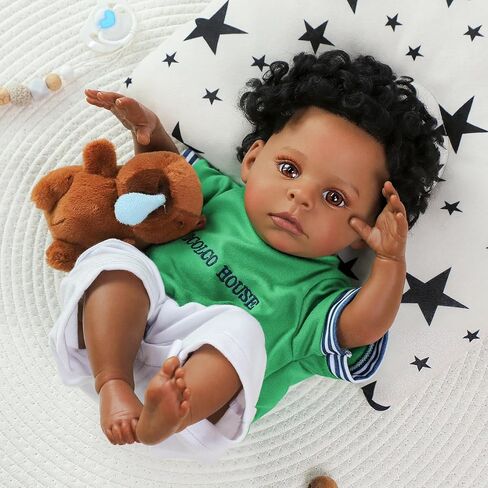 SCOM Reborn Baby Dolls Black Boy- 20 Inch Realistic Newborn Dolls Newborn Baby Dolls African American Real Life Baby Gift for Kids Age 3 in Saudi Arabia