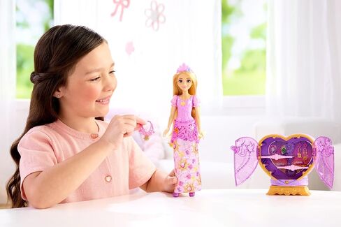 Mattel Disney Princess Rapunzel Fashion Doll & Accessories with 8 Surprises, Including Heart Gem Box, Ring for Child & 9 Play Pieces, Inspired by Movie in Kuwait