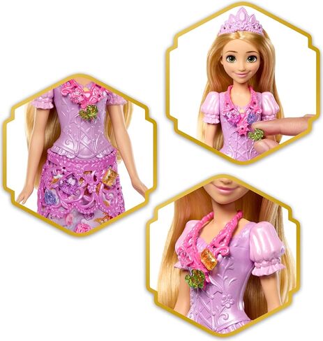 Mattel Disney Princess Rapunzel Fashion Doll & Accessories with 8 Surprises, Including Heart Gem Box, Ring for Child & 9 Play Pieces, Inspired by Movie in Kuwait