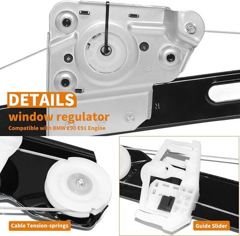 749-469 Rear Right Passenger Side Power Window Regulator for BMW E90 E91 323i 325i 328i 330i 335i M3 2006-2012 Without Motor in Kuwait