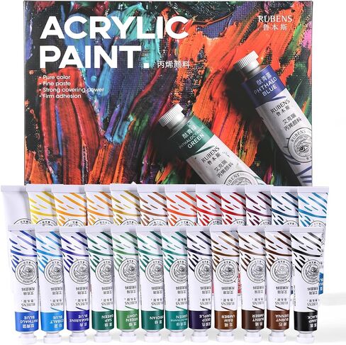 rubens Artist Grade Heavy Body Acrylic Paint, 12 Colors Vivid Acrylic Paint Set (20ml, 0.68 oz Tubes), High Pigment Art Supplies for Canvas, Wood, Rock Crafts, Painting Supplies for Professionals, Beginners in Kuwait