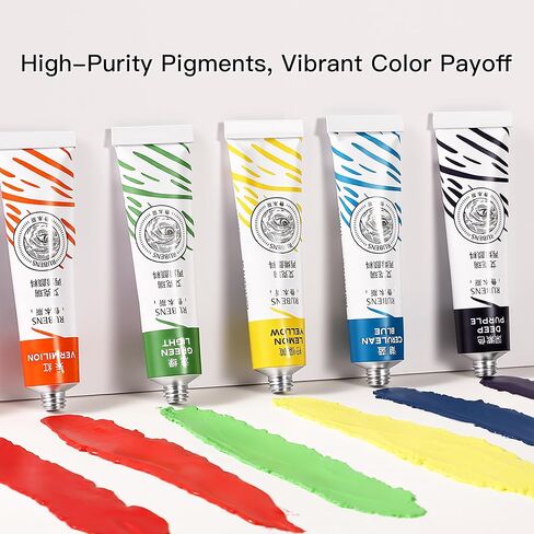 rubens Artist Grade Heavy Body Acrylic Paint, 12 Colors Vivid Acrylic Paint Set (20ml, 0.68 oz Tubes), High Pigment Art Supplies for Canvas, Wood, Rock Crafts, Painting Supplies for Professionals, Beginners in Kuwait