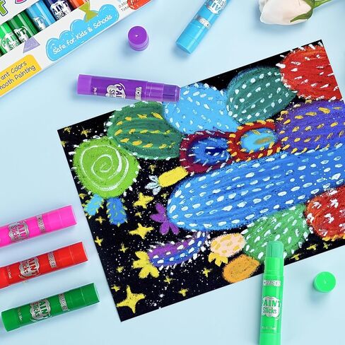 Tempera Paint Sticks for Kids & Artists,72 Pack 12 Vibrant Color,Non-Toxic,Quick Drying,Classic Rainbow Colors,Washable Solid Paint Crayons,Ideal for School Classroom Art Projects & DIY Crafts in Saudi Arabia