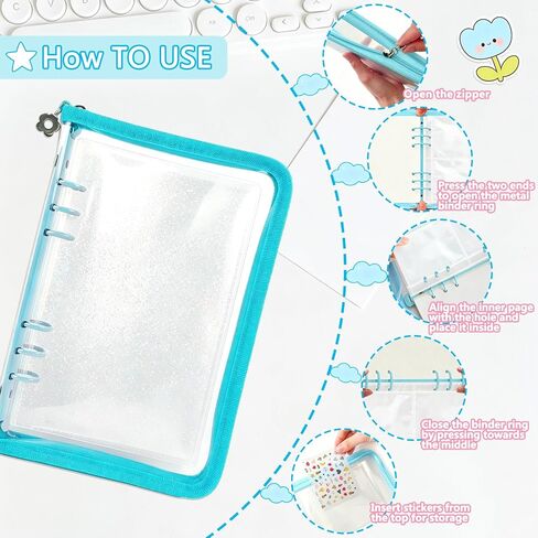 2 Pack 5 in 1 Sticker Collecting Book Album, A5 Reusable Sticker Organizer Book Binder with Zipper, Storage Collection Organize with Blank Pockets and Release Paper (Pink & Blue) in Kuwait