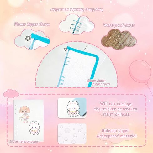 2 Pack 5 in 1 Sticker Collecting Book Album, A5 Reusable Sticker Organizer Book Binder with Zipper, Storage Collection Organize with Blank Pockets and Release Paper (Pink & Blue) in Kuwait
