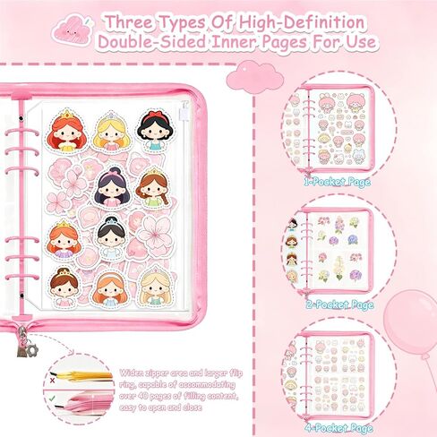 2 Pack 5 in 1 Sticker Collecting Book Album, A5 Reusable Sticker Organizer Book Binder with Zipper, Storage Collection Organize with Blank Pockets and Release Paper (Pink & Blue) in Kuwait
