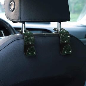 Guoord 2 Pcs Car Headrest Hooks Decorations, Bling Diamond Purse Hook Hangers, Auto Hooks Car Hangers and Durable Backseat Holder, Storage Universal for SUV Truck Vehicle (Blue)