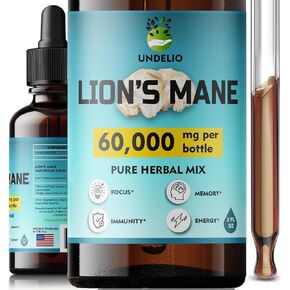 Lions Mane Supplement - Daily Mushroom Supplement for Memory, Focus & Clarity - Brain Booster - Lions Mane Tincture for Natural Immune Support - Vegan, Organic - 2 Fl oz