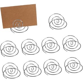 10pcs Wedding Table Stands Memo Holders Table Place Card Holders Spiral Note Clip Table Decors Home Metal Stand Photo Stand Holder Dinner Table Decor Photo Clips Manual Wooden Name