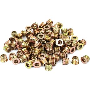 uxcell M6 x 10mm Furniture Hex Key Type E-Nut Wood Insert Interface Screws Nuts 100pcs