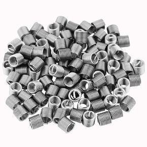 100PCS 304 Stainless Steel Wire Thread Inserts Coiled Wire Screw Sleeve Thread Repair Insert Assortment M5x0.8x2D Wire Insert Thread Kit