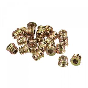 uxcell M10x25mm Threaded Inserts for Wood Hex Socket Drive Furniture Screw-in Nut 24pcs