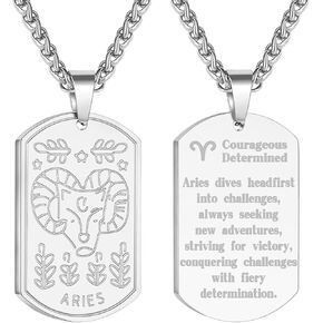 زودياك علامة الكلب علامة قلادة للرجال الأولاد، الفولاذ المقاوم للصدأ ابراج علم التنجيم سلسلة بدلاية هدايا عيد ميلاد مجوهرات 24 بوصة in Kuwait