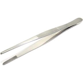 Precision Blunt Serrated Tips Stainless Steel Thumb Forceps Tweezers 5.5" (14 cm), Comfortable Ridged Handle
