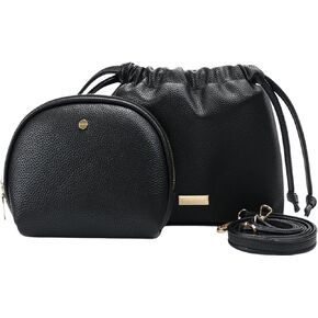 DIHKLCIO Crossbody Bags for Women Small Vegan Leather Purses Shoulder Designer Handbags Black Crossbody Purse 2ps 2024 New