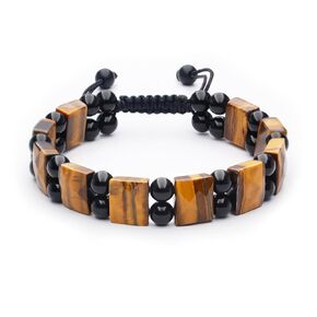 Mens Stone Beads Bracelet Tiger Eye Stone Black Obsidian Stone Beads Bracelet Healing Protection Crystals Stones for Men Women Bring Protection and Lucky