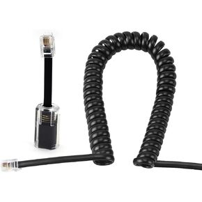 2 Pack RJ9 Telephone Cord Detangler Telephone Cord 360 Degree Rotating Swivel Cord 10Ft Uncoiled(1.2 Ft Coiled) Landline Phones Handset Curly Extended Cord Accessory(Black)