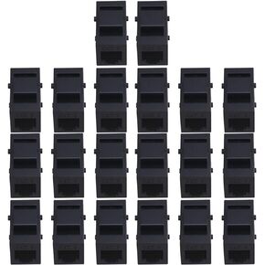 BQLZR Black Metal Cat3 Insert Module Phone Line Coupler RJ-11 6P4C Sound Voice Module Jack Female to Female with Keystone Latch Pack of 20