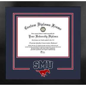 Campus Images NCAA SMU Mustangs Unisex Spirit Diploma Manhattan Black Frame with Bonus Lithograph, Black, One Size