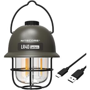 NITECORE LR40 Multifunct al Rechargeable Camping Lantern 100 Lumens w/Eco-Sensa USB C Charging Cable - Green