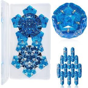 LAFFTRAK Magnetic Fidget Sphere Magnet Toys - Crystal Blue - Magnets Sensory Toys - 12 Piece Set - Creativity Beyond Imagination, Inspirational, Recreational, Fun Desk Toy for Adults