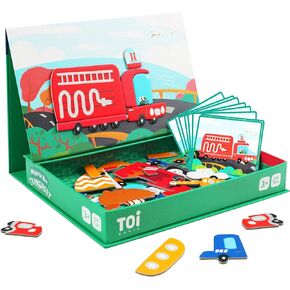 Toi Kids Magnet Toys Magnetic Jigsaw Puzzle Boxes with Game Board for Kids Ages 3-8, Preschool Tabletop Toy for Toddlers, Portable Travel Game, Shape